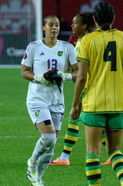 Toronto, ON, Kanada - 26 Eylül 2023: Rebecca Spencer # 2023 Concacaf W Olimpik Play-In bayanlar milli takımı ve Jamaika milli takımı arasındaki maç sırasında Jamaika Milli Futbol Takımı 'nın 13 numaralı kalecisi)