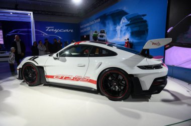 Toronto, ON, Canada - February 16, 2024: 911 Porsche GT3 RS is presented at the Metro Toronto Convention Centre clipart