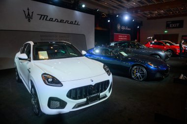 Toronto, ON, Kanada - 16 Şubat 2024: Otomobil Metro Toronto Kongre Merkezi 'ndeki Kanada Uluslararası Otomobil Fuarı' nda sunuldu