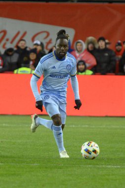 Toronto, ON, Kanada -23 Mart 2024: Tristan Muyumba # 8 Atlanta United defans oyuncusu Toronto FC (Kanada) ile Atlanta United (ABD) arasında oynanan MLS Normal Sezonu maçında topla hareket ediyor (Score 2: 0))