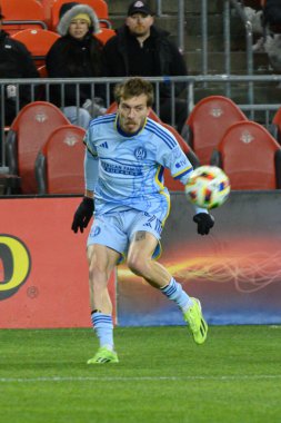 Toronto, ON, Kanada -23 Mart 2024: Saba Lobzhanidze # 9 Atlanta United defans oyuncusu Toronto FC (Kanada) ile Atlanta United (ABD) arasında oynanan MLS Normal Sezonu maçında topla hareket ediyor (Score 2: 0))