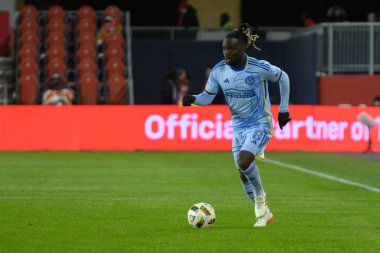 Toronto, ON, Kanada -23 Mart 2024: Tristan Muyumba # 8 Atlanta United defans oyuncusu Toronto FC (Kanada) ile Atlanta United (ABD) arasında oynanan MLS Normal Sezonu maçında topla hareket ediyor (Score 2: 0))