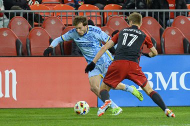 Toronto, ON, Kanada -23 Mart 2024: Saba Lobzhanidze # 9 Atlanta United defans oyuncusu Toronto FC (Kanada) ile Atlanta United (ABD) arasında oynanan MLS Normal Sezonu maçında topla hareket ediyor (Score 2: 0))