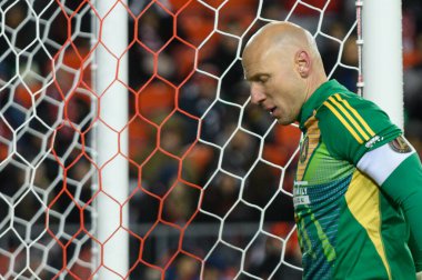 Toronto, ON, Kanada -23 Mart 2024: Brad Guzan # 1 kaleci Atlanta United 'ın MLS Normal Sezonu maçında Toronto FC (Kanada) ve Atlanta United (ABD) arasında BMO Field' da (Skor 2: 0)
