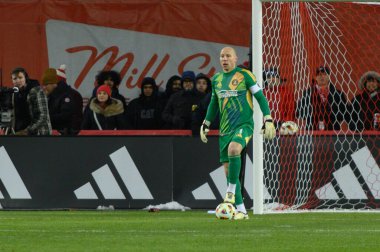 Toronto, ON, Kanada -23 Mart 2024: Toronto FC (Kanada) ile Atlanta United (ABD) arasında oynanan MLS Normal Sezonu maçında Atlanta United 'ın 1 numaralı kalecisi Brad Guzan (2: 0))