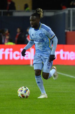 Toronto, ON, Kanada -23 Mart 2024: Tristan Muyumba # 8 Atlanta United defans oyuncusu Toronto FC (Kanada) ile Atlanta United (ABD) arasında oynanan MLS Normal Sezonu maçında topla hareket ediyor (Score 2: 0))