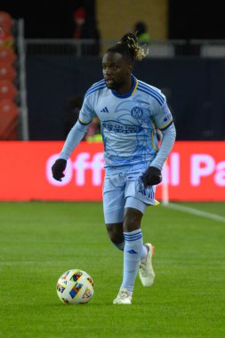 Toronto, ON, Kanada -23 Mart 2024: Tristan Muyumba # 8 Atlanta United defans oyuncusu Toronto FC (Kanada) ile Atlanta United (ABD) arasında oynanan MLS Normal Sezonu maçında topla hareket ediyor (Score 2: 0))