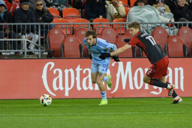 Toronto, ON, Kanada -23 Mart 2024: Saba Lobzhanidze # 9 Atlanta United defans oyuncusu Toronto FC (Kanada) ile Atlanta United (ABD) arasında oynanan MLS Normal Sezonu maçında topla hareket ediyor (Score 2: 0))