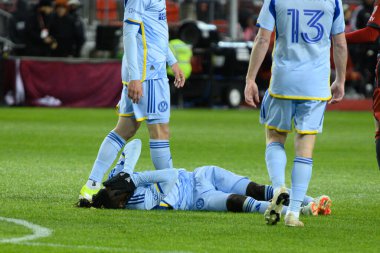 Toronto, ON, Kanada -23 Mart 2024: Tristan Muyumba # 8 Atlanta United defans oyuncusu Toronto FC (Kanada) ile Atlanta United (ABD) arasında oynanan MLS Normal Sezonu karşılaşması sırasında sahada (Skoru 2: 0))