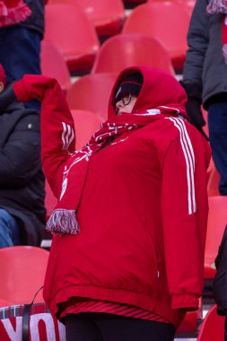 Toronto, ON, Kanada - 20 Nisan 2024: Toronto FC taraftarları Toronto FC (Kanada) ile New England Revolution (ABD) arasında oynanan MLS Normal Sezonu maçı sırasında