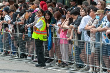 Toronto, ON, Kanada 30 Haziran 2024: İzleyiciler 2024 Geleneksel Onur Yürüyüşü 'nü izliyor.
