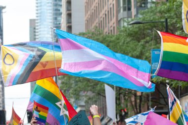 Toronto, ON, Kanada 30 Haziran 2024: Toronto 'daki 2024 Geleneksel Onur Yürüyüşü' ne Halk katıldı..