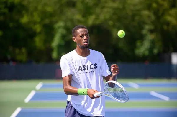 stock image Toronto, ON, Canada - August 7, 2023: Christopher Eubanks (USA)   on a court during the training session at of the National Bank Open at Sobeys Stadium in Toronto