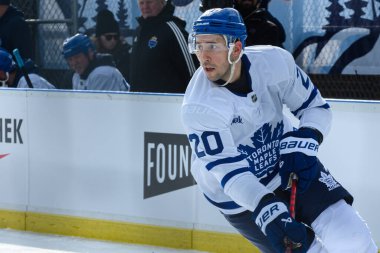 Toronto, ON, Canada  January 26, 2025: Toronto Maple Leafs Alumni #20 Frank Corrado close-up portrait during the outdoor practice Alumni Blue and White Game presented by SportChek. clipart