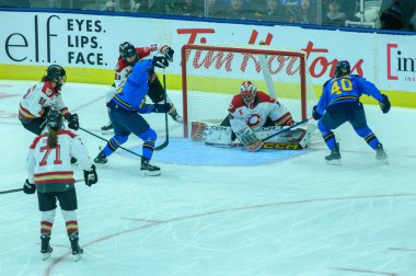 Toronto, ON, Canada  February 1, 2025:  #40 Blayre Turnbull forward of Toronto Sceptres scores a goal during the Toronto Sceptres vs Ottawa Charge game at Coca-Cola Coliseum (Score 4-2 Toronto Sceptres won). clipart