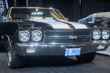 Toronto, ON, Kanada - 14 Şubat 2025 Kanada Uluslararası Otomobil Fuarı sırasında Chevrolet Chevelle SS sunar.