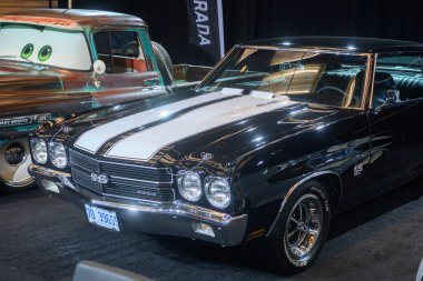Toronto, ON, Kanada - 14 Şubat 2025 Kanada Uluslararası Otomobil Fuarı sırasında Chevrolet Chevelle SS sunar.