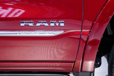 Toronto, ON, Canada - February 14, 2025: Dodge 2025 Ram 1500 Tungsten presented at the 2025 Canadian International AutoShow. clipart