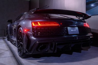 Toronto, ON, Kanada - 14 Şubat 2025: Audi R8 GT Kanada Uluslararası Otomobil Fuarı 'nda sunuldu.