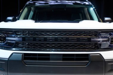 Toronto, ON, Kanada - 14 Şubat 2025 Ford Bronco Spor 2025 Kanada Uluslararası Otomobil Fuarı 'nda sunuldu.