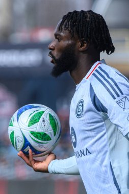 Toronto, ON, Kanada - 15 Mart 2025: Hugo Cuypers # 9 ileri Chicago İtfaiye FC Toronto FC-Chicago İtfaiye FC arasındaki maçta topu tutuyor (Mağaza 1: 2 Chicago İtfaiye FC kazandı)