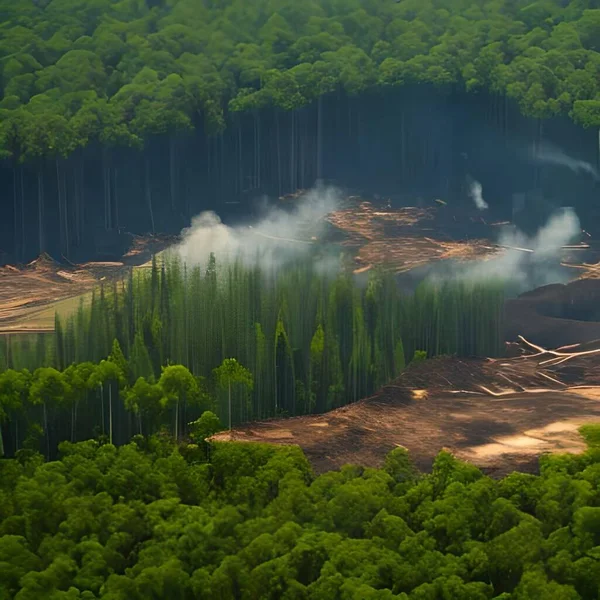 Natural view of deforested forest land, natural protection of trees and massive deforestation great concept use for website, business, company, etc