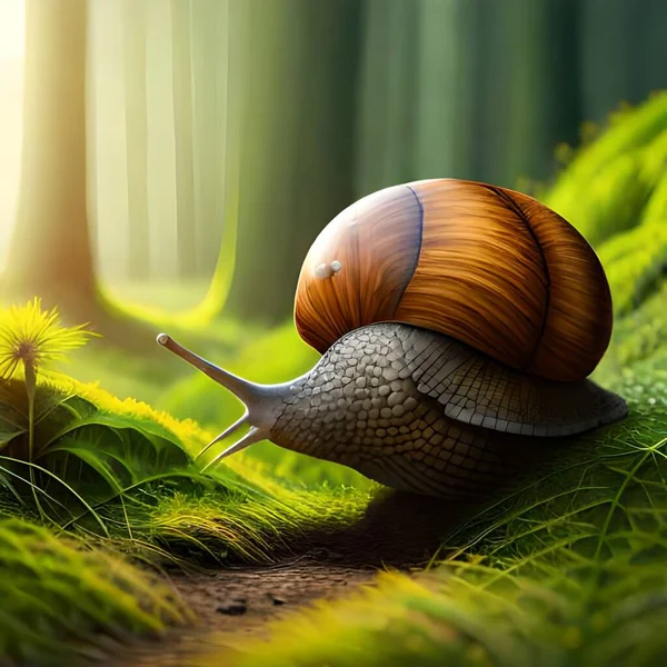 Snail with natural exotic road and forest background focus object, great to use for blog, wallpaper, website, business, company etc.