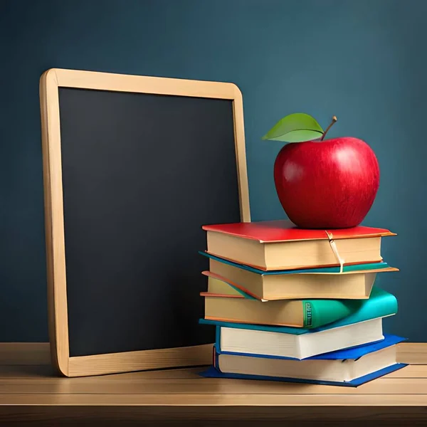 Books, apple and blackboard theme back to school concept, great to use for business, presentations, websites, blogs etc.