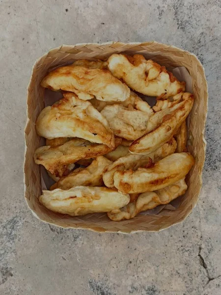 Вид Зверху Страва Банан Смажений Індонезія Вулична Їжа — стокове фото