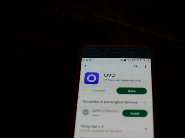 Mobil OVO uygulamasının yakın plan görüntüsü 