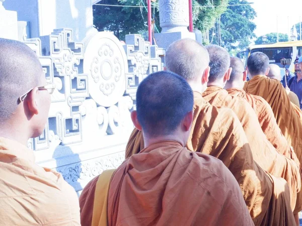 Der Buddhistische Priester Wird Verehrt Indonesien Prosesi Thudong Biksu Bante — Stockfoto