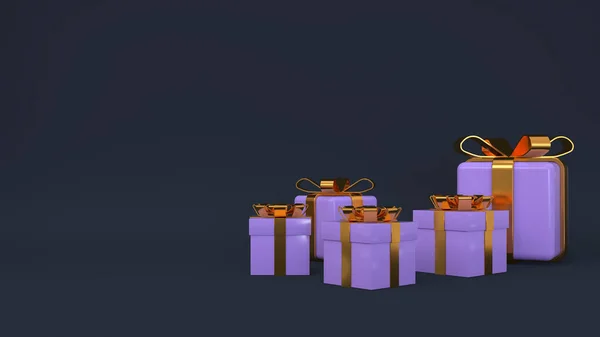 Ілюстрація Фіолетових Подарунків Темному Тлі — стокове фото