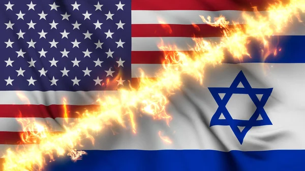 Illustrazione Una Bandiera Sventolante Israele Degli Stati Uniti Separati Una — Foto Stock