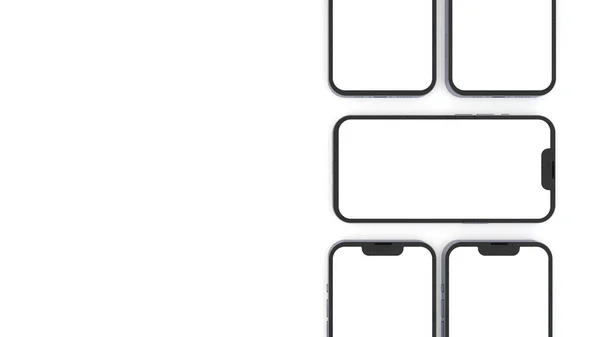Mobile App Design Phone Showcase Mockup Space Text Isolated White — Stock Photo, Image