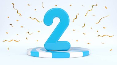 Metin 2 çizgili bir kürsüde duruyor, podyum, sahne konfetilerle çevrili. Tebrik kartı, indirim kartı, indirim indirimi, tatil indirimi, doğum günü, büyük açılış. 3d hazırlayıcı