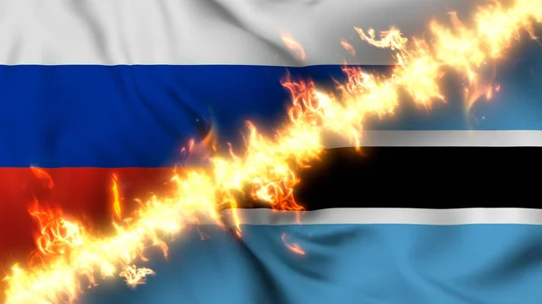 Ilustración Una Bandera Ondeante Rusia Botswana Separadas Por Una Línea —  Fotos de Stock