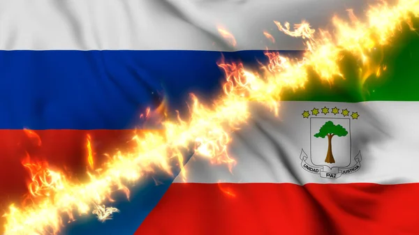 Illustration Einer Schwenkenden Flagge Russlands Und Äquatorialguineas Die Durch Eine — Stockfoto