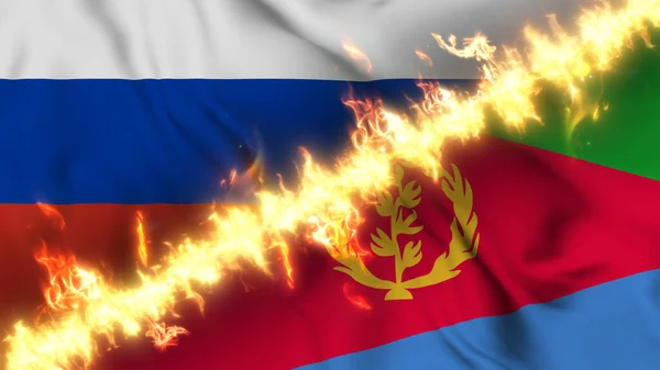 Illustration Einer Schwenkenden Flagge Von Russland Und Eritrea Die Durch — Stockfoto