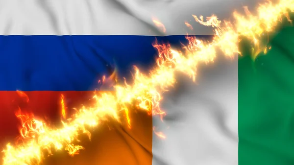 Illustration Einer Schwenkenden Flagge Russlands Und Der Elfenbeinküste Die Durch — Stockfoto