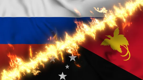Illustration Einer Schwenkenden Flagge Von Russland Und Papua Neuguinea Die — Stockfoto