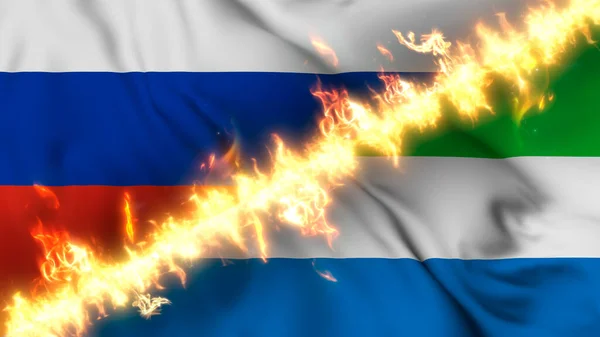 Illustration Einer Schwenkenden Flagge Russlands Und Sierra Leones Die Durch — Stockfoto