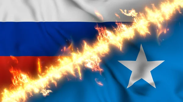 Illustration Einer Schwenkenden Flagge Russlands Und Somalias Die Durch Eine — Stockfoto