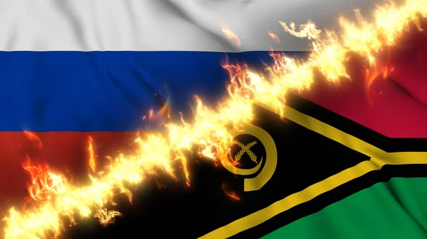 Illustration Einer Schwenkenden Flagge Von Russland Und Vanuatu Die Durch — Stockfoto