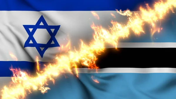 Ilustración Una Bandera Ondeante Israel Botswana Separadas Por Una Línea —  Fotos de Stock