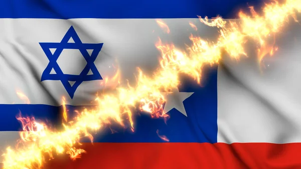 Ilustración Una Bandera Ondeante Israel Chile Separadas Por Una Línea —  Fotos de Stock