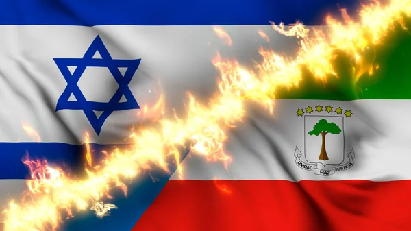 Ilustración Una Bandera Ondeante Israel Guinea Ecuatorial Separadas Por Una — Foto de Stock