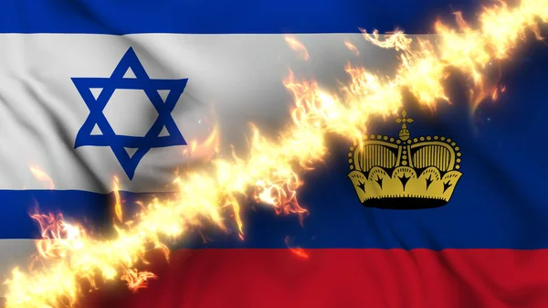 Ilustración Una Bandera Ondeante Israel Liechtenstein Separadas Por Una Línea —  Fotos de Stock