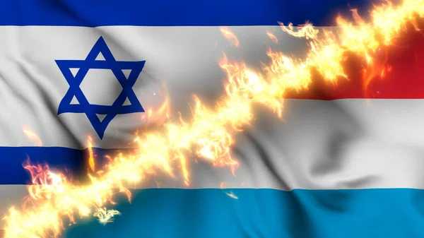 Illustration Vinkende Flag Fra Israel Luxembourg Adskilt Skudlinje Krydsede Flag - Stock-foto