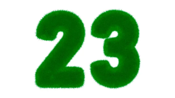 草の形をした天然の緑のフォントからの23番目の独立した白い背景に 3Dレンダリング図 — ストック写真