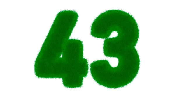Nummer Från Naturligt Grönt Typsnitt Form Gräs Isolerad Vit Bakgrund — Stockfoto